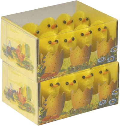 Rayher hobby Paaskuikentjes - geel - mini - 3 cm - 16x stuks - Paasversiering / Pasen decoraties - kuikens