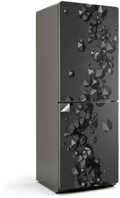 Wallfluent Koelkaststickers - Abstracte vormen in beweging Koelkast Folie - 70 cm x 190 cm - Zwart Koelkaststickers - Grote Koelkast Sticker - Koelkast Design - Decoratieve Koelkaststicker - Koelkast Opknappen Sticker