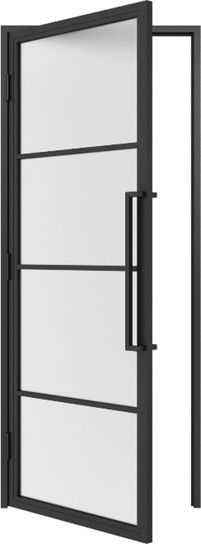 Stalen Deur - met Kozijn - 4 Vlaks - Mat Glas - Linksdraaiend