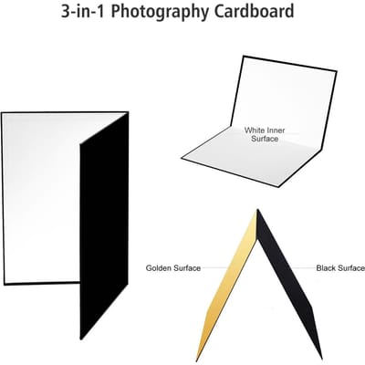 3 in 1 Fotografie Karton Papierbord Vouwbare Fotografie Reflector Diffusor Bord (Zwart + Wit + Zilver) voor Still goud
