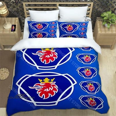 3D S-Scania logo Gedrukte Beddengoedsets Exquise benodigdhedenset Dekbedovertrek Bedsprei Set Beddengoedset Luxe Verjaardagscadeau 140x200cm