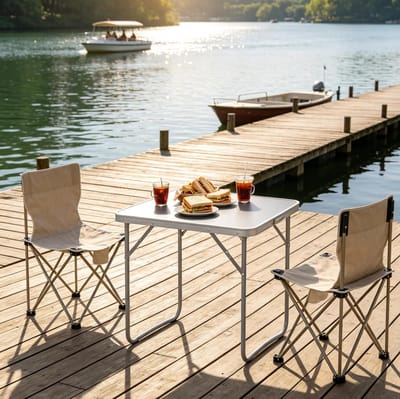 MIVRAY Campingtafel - Opvouwbare Lichtgewicht Tafel Voor Camping En Picknick - Draagbaar En Rechthoekig - Aluminium IJzer MDF - 70 x 50 x 60 cm - Grijs