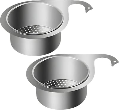 Daity 2-pack - RVS gootsteenafvoermand - keukengootsteenafvoerzeef - kraanophangzeef - hoekgootsteenzeef - multifunctionele afvoermand voor fruit en groenten（20*11*5cm）