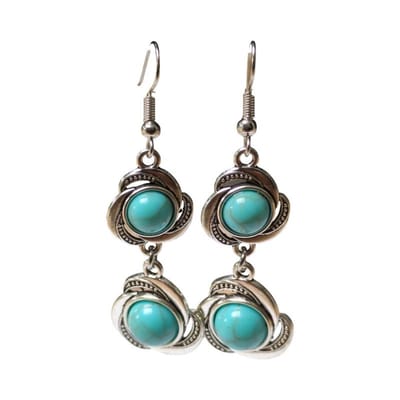 Aramat Jewels | Oorhangers | Boho Oorhangers Bloem met Blauwe Gemarmerde Steen | | | | | | | Verkleurd niet