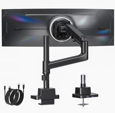 SolidKeus - Zware Monitorarm met Hoge Paal voor 17-57 Inch Schermen