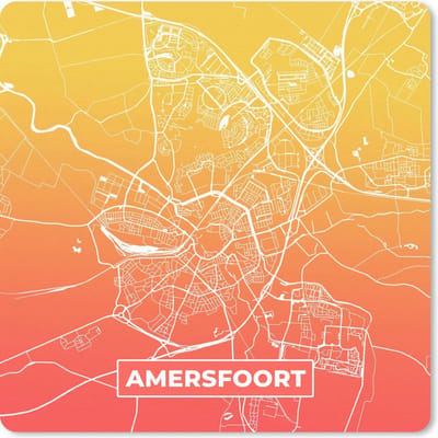 Muismat 20x20 cm - Mousepad Stadskaart - Amersfoort - Nederland - Oranje - Muismatten