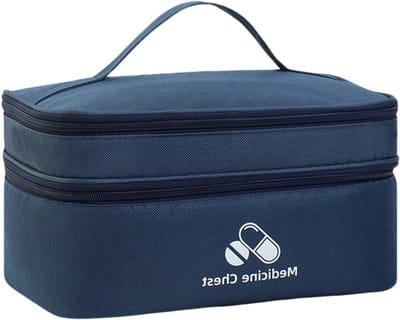 Reisapotheek Tas, Waterdichte Eerste Hulp Tas met Schouderband, Medicijnopslag voor Thuis en Onderweg, Donkerblauw, Unisex, Ideaal voor Vakanties en Avonturen