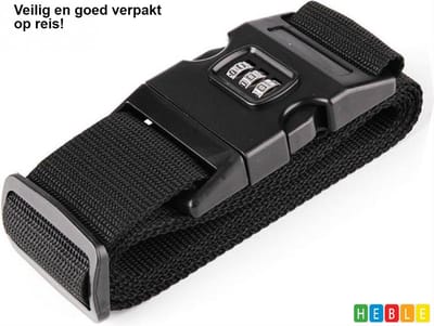 *** 180cm Verstelbare Kofferriemen - Geschikt voor iedere Koffer - Zwart - van Heble® ***