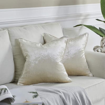 Set van 2 Luxe Fluwelen Sierkussenshoezen Vierkant Ivoor 50x50 cm - Zachte Decoratieve Kussenhoezen voor Bank en Sofa