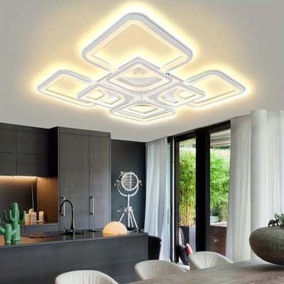 LED Bluetooth | 4x4 Kroonluchter | Wit | Afstandsbediening | Smart Lamp | Dimbaar Met App | Plafondlamp | Woonkamerlamp | Moderne lamp | Plafonniere