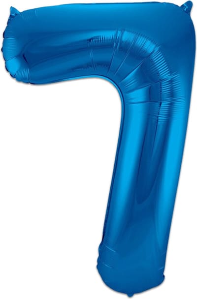 LUQ - Cijfer Ballonnen - Cijfer Ballon 7 Jaar Blauw XL Groot - Helium Verjaardag Versiering Feestversiering Folieballon