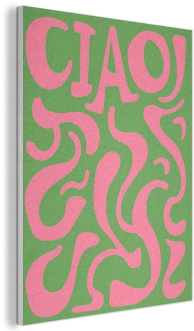 Akoestisch wandpaneel 30x40 cm - Vilt schilderij Abstract - Roze - Ciao - Vormen - Akoestische panelen - Geluidsdempende wanddecoratie - Geluidsisolatie woonkamer - Muurdecoratie geluidspanelen