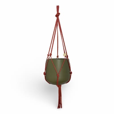Minimalistische Plantenhanger - Kies kleur en lengte - Rood/Roestbruin - 60 cm lang - Katoenkoord - Geschikt voor Pot met Diameter t/m 15 cm - Handgemaakt in ons Macramé Atelier - Prijs per Stuk - Let op: Exclusief Pot - Inclusief Verzendkosten
