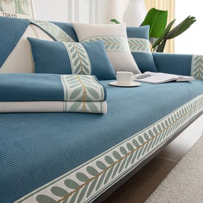 Bladeren Jacquard Borduurwerk Bankhoes Chenille Bank Hoes Antislip Fauteuil Zitkussen Hoek Kant Bank Handdoek Voor Kamer 70x70cm 1pcs