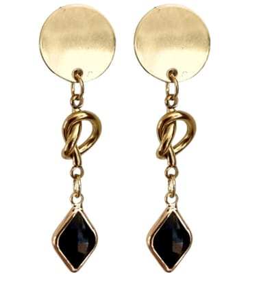Clip oorbellen -zwart Youtta knoop -goudkleurig- geen gaatje- Charme Bijoux