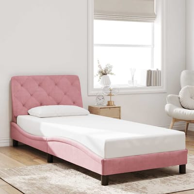vidaXL - Bedframe - zonder - matras - fluweel - roze - 90x190 - cm