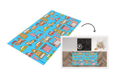 Keukenloper - Loper keuken - Patronen - Auto - Huis - 120x60 cm - Keukenloper vinyl