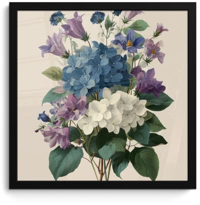 Poster in lijst - Fotolijst 40x40 cm - Posters - Bloemen - Gedetailleerd - Rust - Realistisch - Posterlijst zwart - Decoratie - Wanddecoratie woonkamer - Muurdecoratie slaapkamer