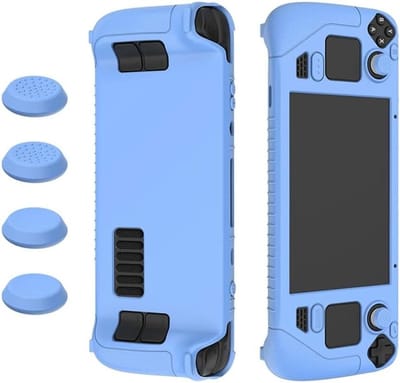 Siliconen Beschermhoes voor Stoomapparaat met 4 Duimgrip Caps, Volledige Bescherming, Krasbestendig en Wasbaar, Verbeterde Grip en Accessoires, Blauw