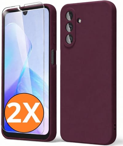 Hoesje geschikt voor Samsung Galaxy A26 5G Hoesje siliconen Wine Rood zacht siliconen hoesje TPU - met Samsung A26 Screenprotector - 2 stuks