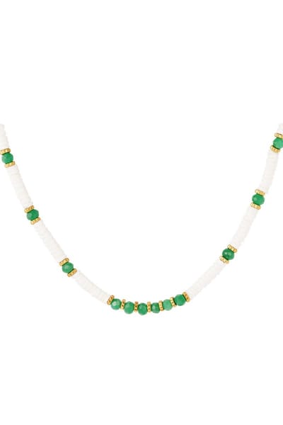 Ketting - witte en kleurrijke kralen - Beach collectie- Green - Yehwang
