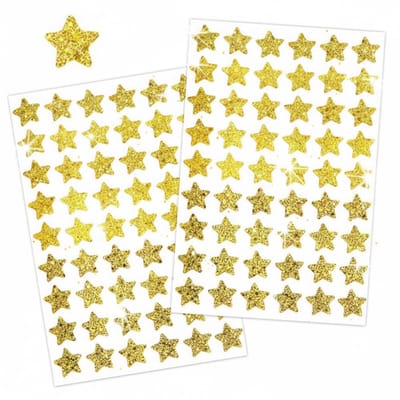 Gouden Glitter Sterren Stickers - 108 Stuks - 2 Stickervellen Kerst - Cadeau Stickers