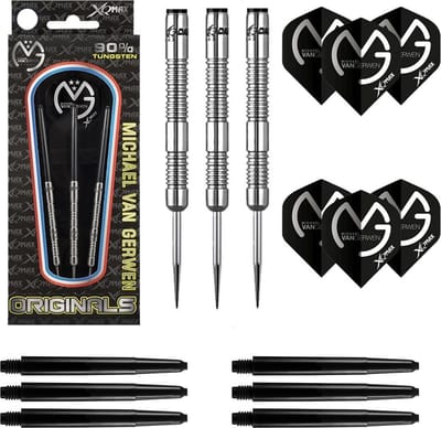 Michael van Gerwen dartpijlen - Originals - 90% Tungsten - 21 gram - dartpijlen - plus 2 sets dart shafts en 2 sets dart flights