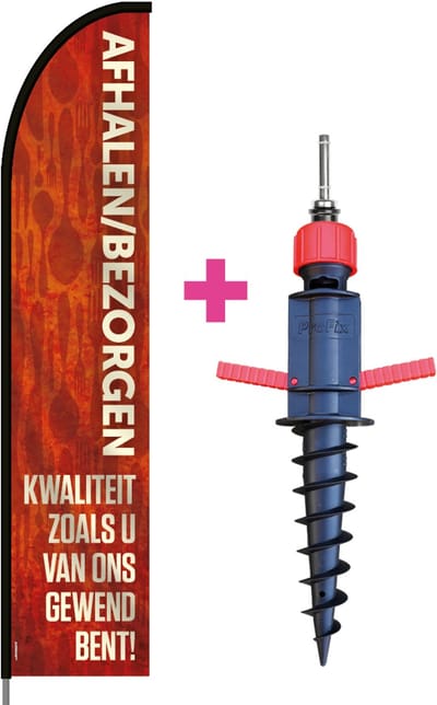 Beachflag - Afhalen / Bezorgen - Vlag + Grondboor + Rotator + Hengelsysteem + Draagtas - Actievlag.nl
