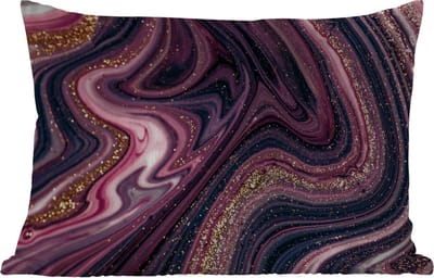 Buitenkussens - Marmerlook - Roze - Paars - Goud - Luxe - Marmer - 60x40 cm - Weerbestendig