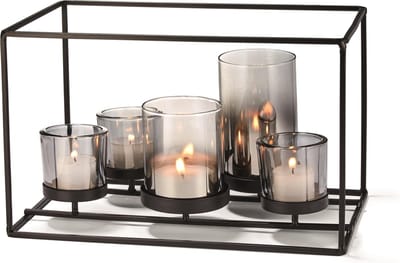 Philippi York Kandelaar - Waxinelichthouder - Glas - Staal - 5 Lichtjes