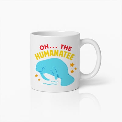 Oh… The Humanatee Mok 330ml – Grappige Zeekoe Woordgrap Koffiebeker – Hilarisch Cadeau voor Dierenliefhebbers, Oceaanfans & Woordgrap Fans
