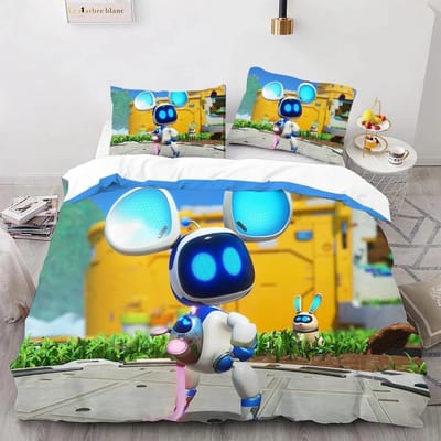 Astro Bot Schattige Cartoon Beddengoed Collectie Dekbed Collectie Eenpersoons Tweepersoons Bed King Size Bed Collectie Slaapkamer Jongens Volwassenen Dekbedovertrek Kussensloop 210X210cm-3pcs