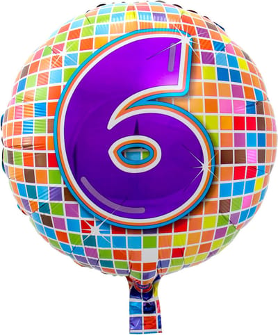 Folieballon 6 Jaar Birthday Blocks - 43cm