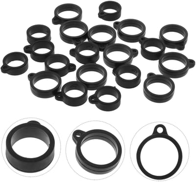 longziming -Set van 20 Siliconen Ophangringen – Anti-Verlies Ringen voor Sleutels, Mobiele Apparaten & Accessoires – Zwart