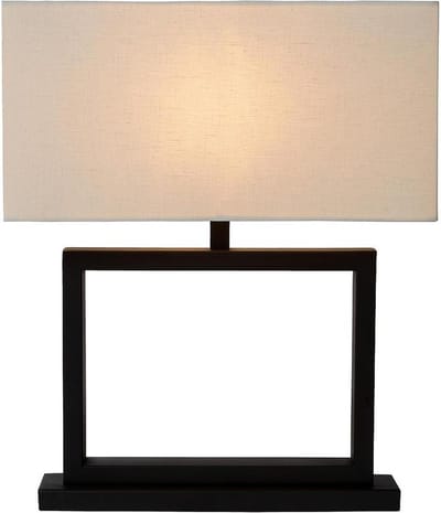 Atmooz - Tafellamp Valencienne - Slaapkamer / Woonkamer - Industrieel - Zwart en witte kap - Hoogte 51cm - Metaal