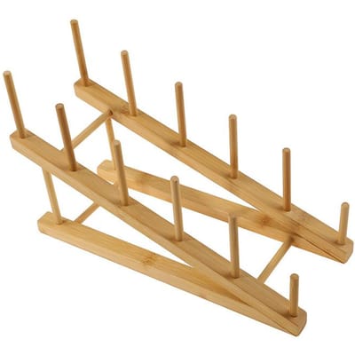 Accessoires de cuisine Rangement de cuisine Égouttoir à vaisselle en bambou Égouttoir à vaisselle Égouttoir à vaisselle Support de rangement Bol Plat Tasse Étagère 2023 beige