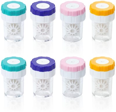 Dailygoods- Reinigingsdoos 8 Stuks - Handmatige Contactlenzenreiniger - Draagbaar - Draaibaar - Reinigingscontainer - Premium Materiaal - Contactlenshouder