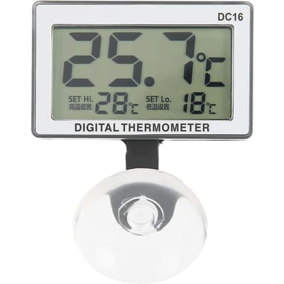 DC16 Zuignap Aquarium Thermometer Dompelbare Vissentanks Mini Alarm Temperatuurmeter gray