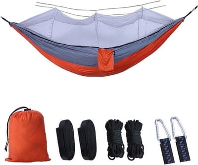 Tuinhangmat Kampeeraccessoires - Buitenontspanning Schommelstoel - Comfortabel Loungen - Draagbaar Lichtgewicht Ontwerp - 680 gram - Grijs Oranje