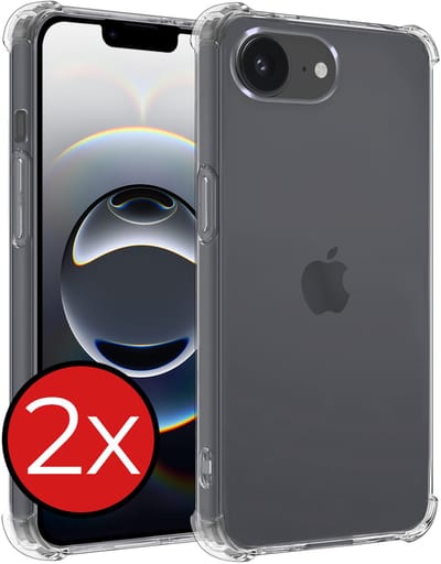 Hoesje - 2 Stuks - Geschikt voor Apple iPhone 16e / 17e - Sterk & Shockproof - Back Cover - Siliconen Case - Telefoon Hoes Shock Proof - Telefoonhoes - Transparant