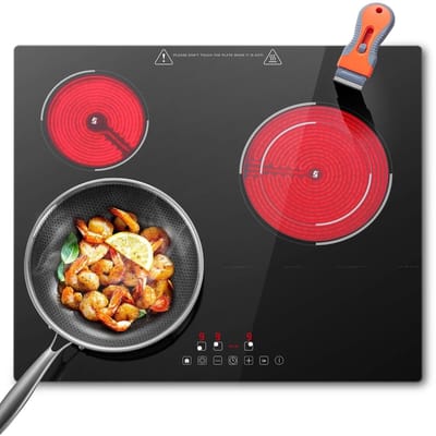 ITRONIQ Elektrische Kookplaat Inbouw 60 CM - Keramische Kookplaat Met Touchbediening en Timer - 4 Zones - Led Display - Zwart