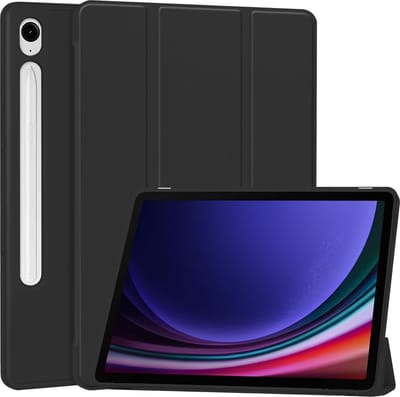Hoesje geschikt voor Samsung Galaxy Tab S10 FE / S10 Lite / S9 FE / S9 - SmartDefend Book Case Cover Kunstleer Zwart