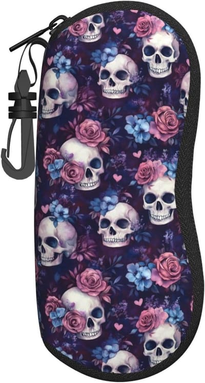 Brillenhoes - Zonnebril tas - Dagelijks gebruik - Zacht neopreen - 17x8x3.6 cm - Roze blauw