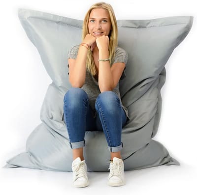 Reusachtige XL Poef voor Binnen en Buiten met Afneembare Hoes - Comfortabele Zitzak in Grijs