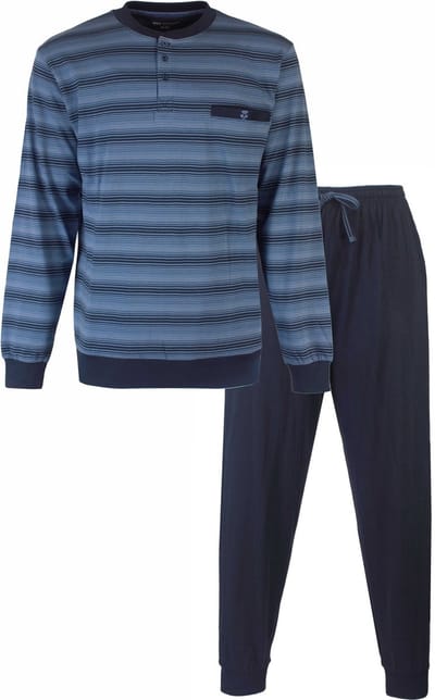 Paul Hopkins Heren Pyjama - Gestreept - Petrol Blauw - Maat S