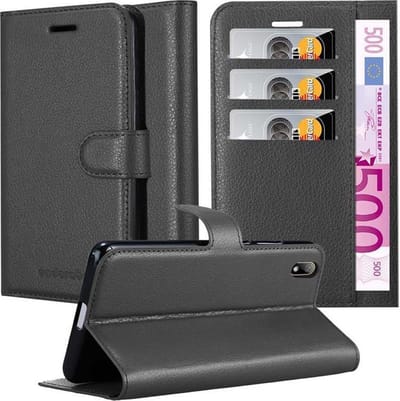 Cadorabo Hoesje geschikt voor Huawei Y5 2019 / Enjoy Play 8 / Honor 8S in PHANTOM ZWART - Beschermhoes met magnetische sluiting, standfunctie en kaartvakje Book Case Cover Etui