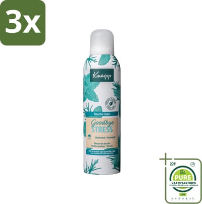 3 x Kneipp - Douche schuim - Goodbye Stress - Watermunt & Rozemarijn - 200 ml - Grootverpakking - Douche Foam - Stress Verlichten - Ontspannen - Verfrissend - Rozemarijn