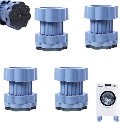 4 Stuks Trillingsdempers Wasmachine - verstelbare schokdempers - Rubberen voetjes voor wasmachines - in hoogte verstelbaar 8 - 11 cm - Universele beweegbare voetjes - Voor wasmachines en drogers - blauw