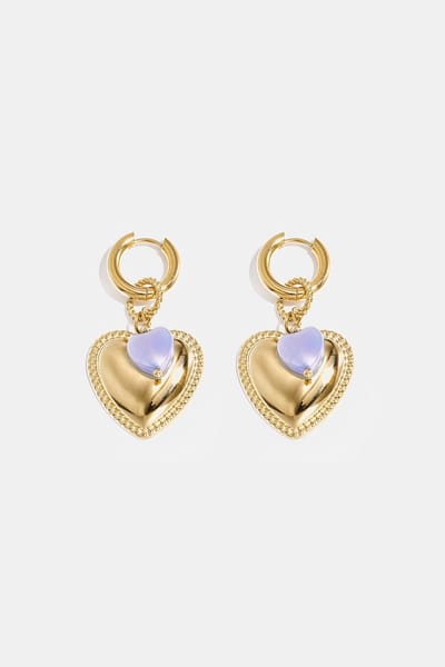 Bijoutheek Oorhangers Hart Kraal Bedel Baby Blue