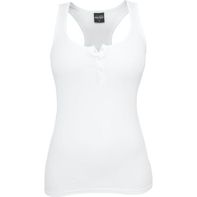 Urban Classics Top - Ladies Button Tanktop - XS tot XL - voor Vrouwen - wit